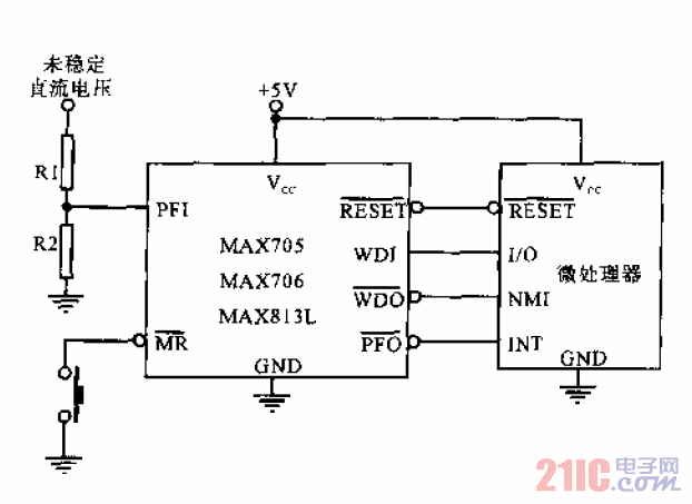 max705,706,813l构成单片机监控电路